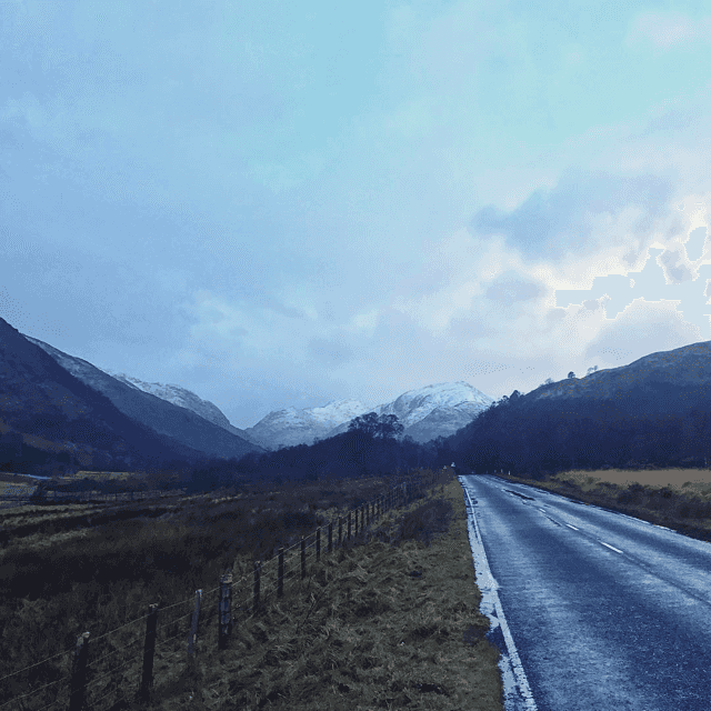 Snowy Scotland near Fort William.